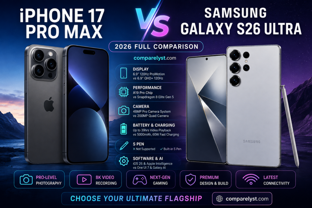 iPhone 17 Pro Max vs Samsung Galaxy S26 Ultra full details